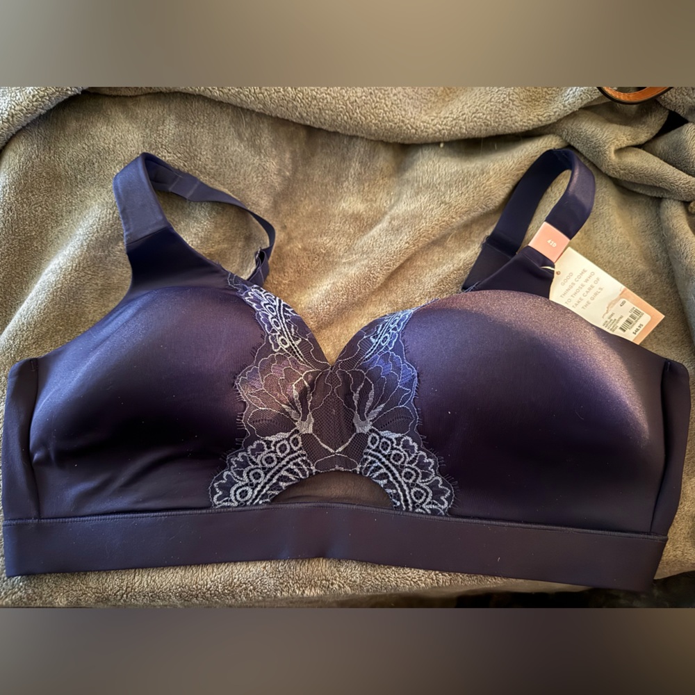 Cacique Midnight Blue Lace Detail Bra